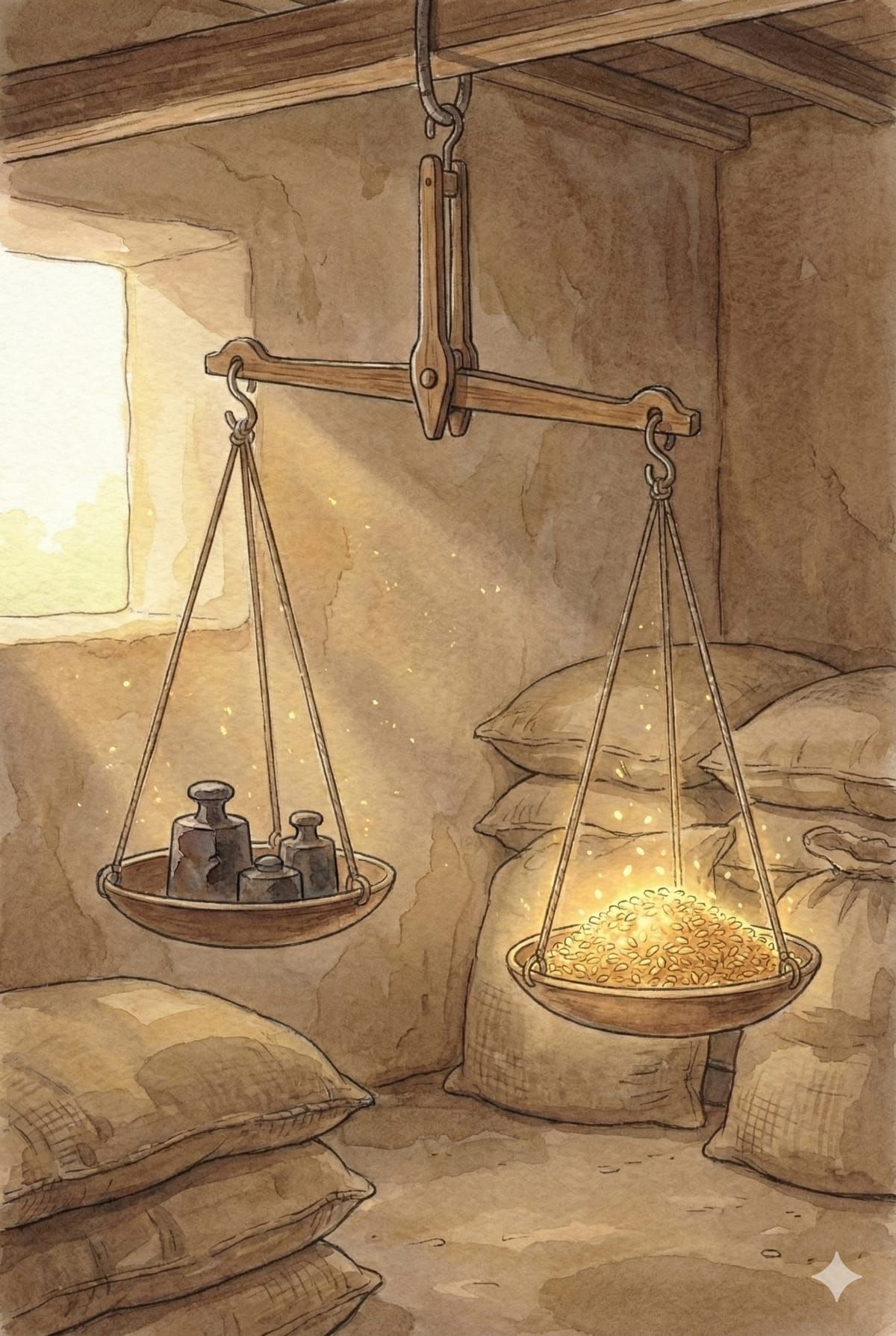 Nanak as a young man with his family