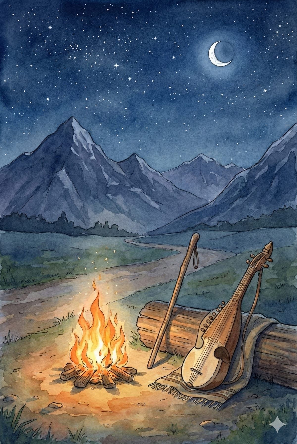 Guru Nanak Dev Ji and Bhai Mardana Ji setting out on their journeys