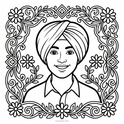 Sikh Boy II — Sikh Life & People printable Sikh coloring page
