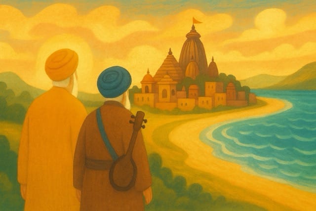 Guru Nanak and Bhai Mardana in Jagannath Puri