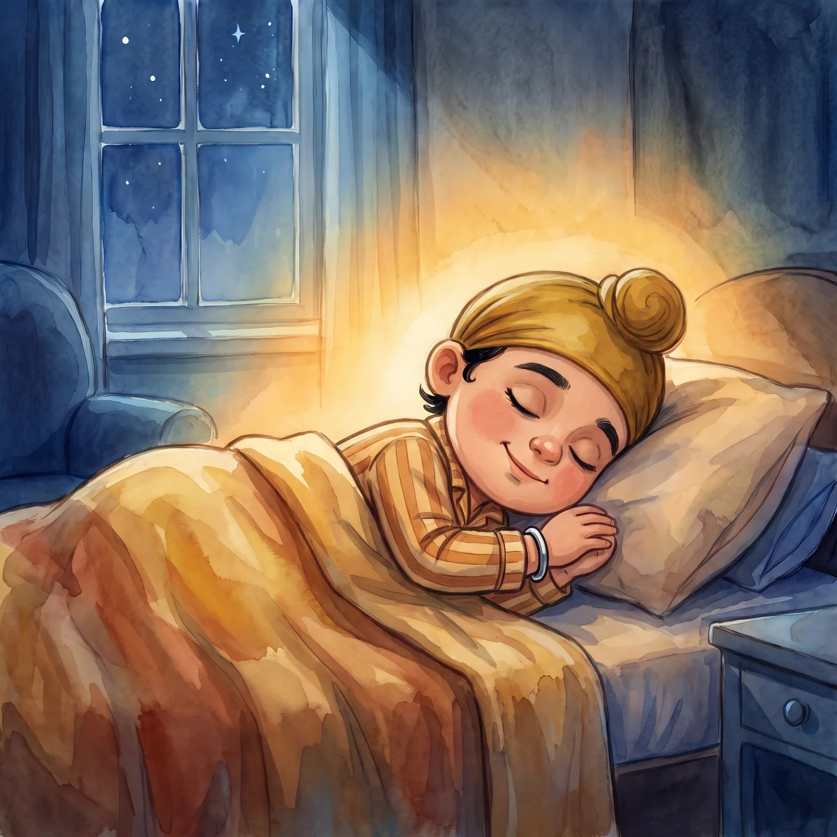 Held All Night — ਵੀਰ ਸੋਚਣ ਲੱਗਾ। ਵਾਹਿਗੁਰੂ — ਮਾਤਾ ਜੀ ਵਾਂਗ ਪਿਆਰਾ, ਪਿਤਾ ਜੀ ਵਾਂਗ ਸਹਾਰਾ, ਸਦਾ ਅੰਗ-ਸੰਗ। ਉਹਨੇ ਅੱਖਾਂ ਮੀਟ ਲਈਆਂ ਤੇ ਮਨ ਵਿੱਚ ਆਖਿਆ, "ਵਾਹਿਗੁਰੂ, ਮੈਨੂੰ ਆਪਣੇ ਗਲ ਨਾਲ ਲਾ ਲਓ।" ਤੇ ਉਹਨੂੰ ਲੱਗਾ ਜਿਵੇਂ ਕੋਈ ਵੱਡਾ ਸਾਰਾ, ਨਿੱਘਾ ਆਸਰਾ ਉਹਨੂੰ ਗਲ ਨਾਲ ਲਾਈ ਬੈਠਾ ਹੋਵੇ। ਹਨੇਰਾ ਹੁਣ ਡਰਾਉਂਦਾ ਨਹੀਂ ਸੀ। ਵੀਰ ਸੌਂ ਗਿਆ — ਨਿੱਘੇ ਕਲਾਵੇ ਵਿੱਚ, ਸਾਰੀ ਰਾਤ।