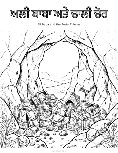 Ali Baba and the Forty Thieves coloring sheet preview