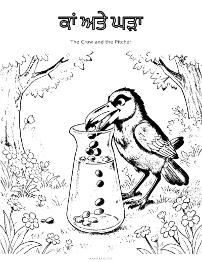 The Crow and the Pitcher coloring sheet preview