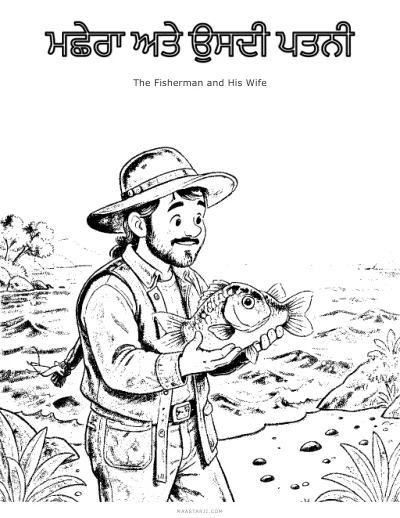 The Fisherman and His Wife coloring sheet preview