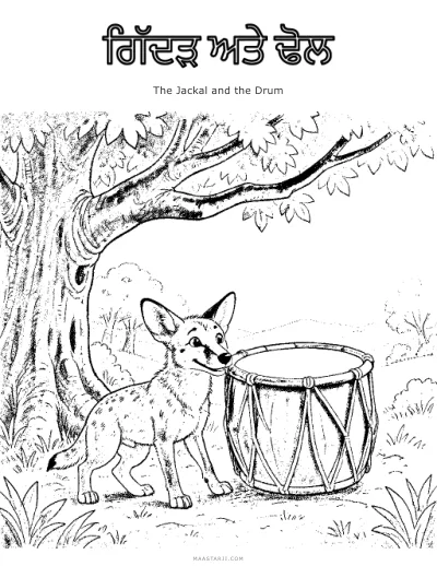 The Jackal and the Drum coloring sheet preview