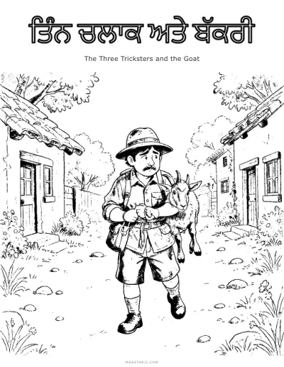 The Three Tricksters and the Goat coloring sheet preview